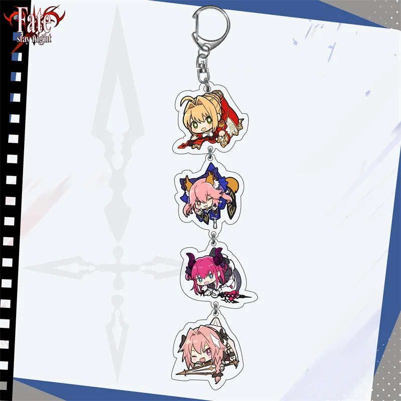 Game Fate Stay Night Figures Acher Gilgamesh Altria Pendragon Cosplay Acrylic Key Chains Cute Cartoon Bag Keyring Fans Gifts