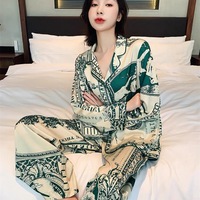 Spring And Autumn New Two-Piece Pajamas Women's Home Clothing Women's Models Of European And American Wind Pajamas Casual Wear