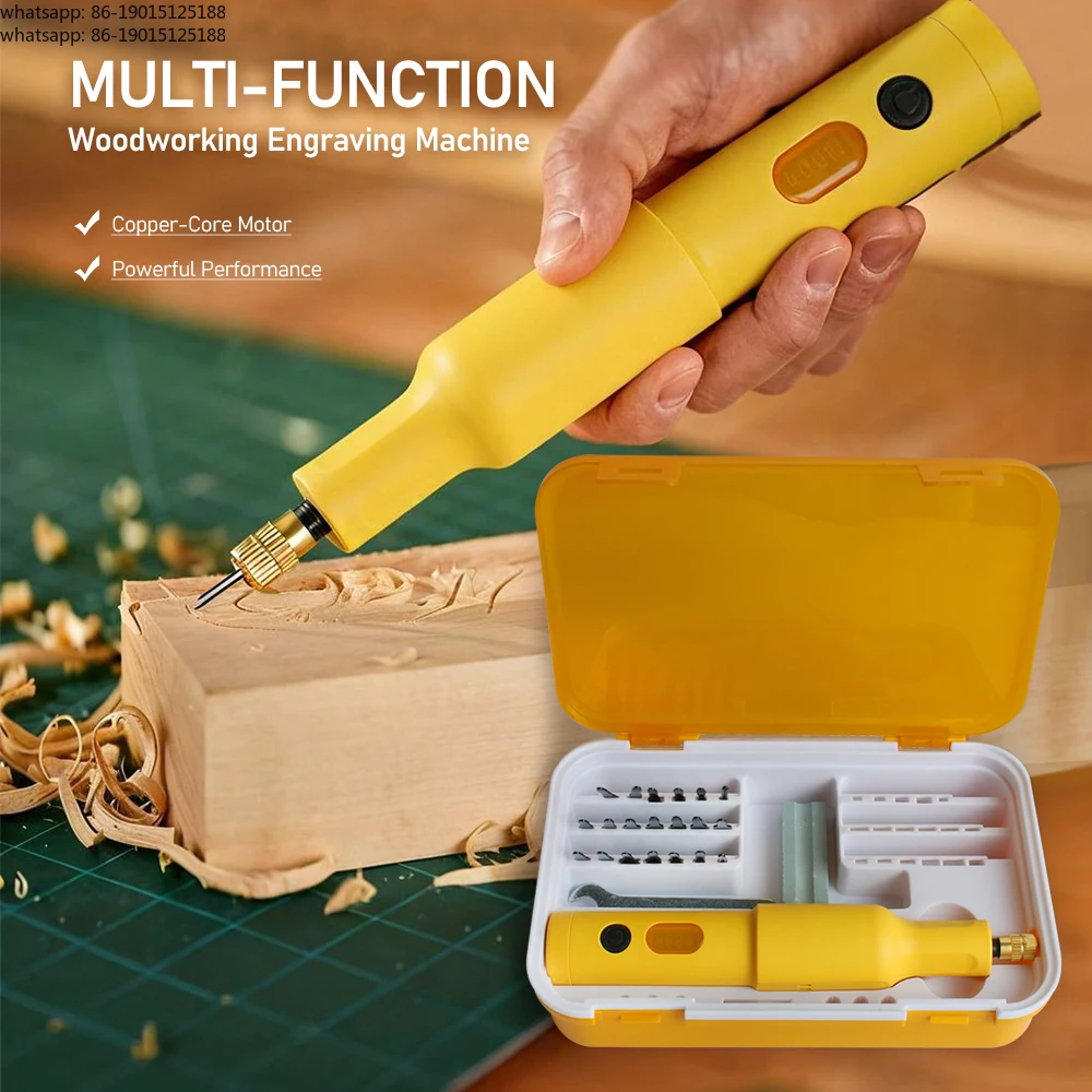 Electric Wood Carving Chisel Set 4.2V 40W, 20 Interchangeable Blades for DIY Craft, Woodworking, Sculpture, Beginners & Artists