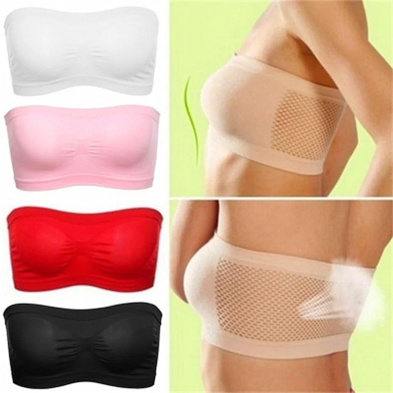 Women's Sport Soft Seamless Strapless Top Breathable Bras Bandeau Boob Tube Underwear Newly