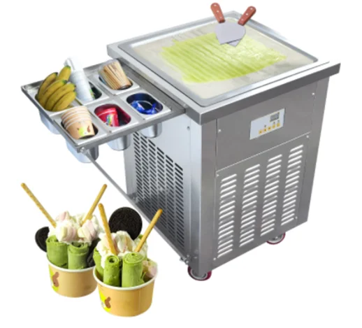 # For Commercial Ice Cream Roll Machine Frozen Yogurt Maker With Scraper Thai Fried Ice Cream Rolling Flat Pan Ice Roll Machine