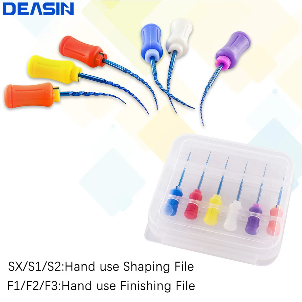 Dental Hand Use NITI Files Denspay 25mm/31mm Super Rotary Files Dentist Manual Root Canal Files Shaping Finishing Tools 6Pcs/box
