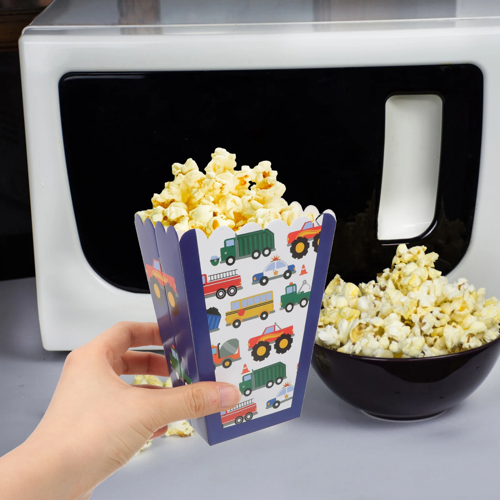 

24 Pcs Engineering Car Popcorn Boxes Paper Containers Snack Packaging Candy Treat Party Supplies Birthday Decorations Movie