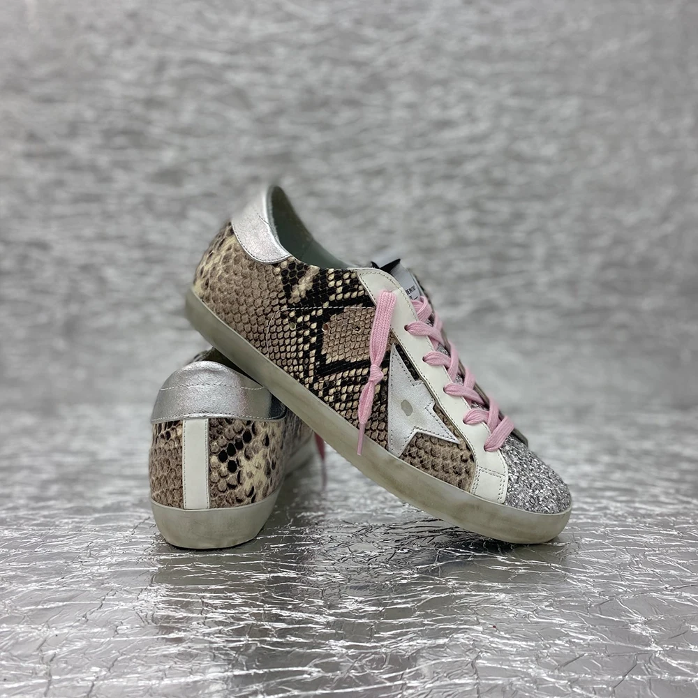 Tênis retrô de couro feminino, sapatos casuais, qualidade superior, estrela, 2022