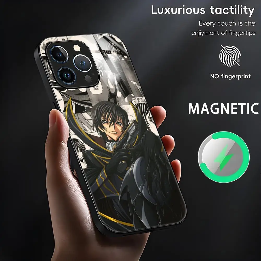 Anime Code Geass Phone Case For iPhone 16 15 14 13 12 11 X XR XS 8 Plus Mini Pro Max Glass Magnetic Phone Case