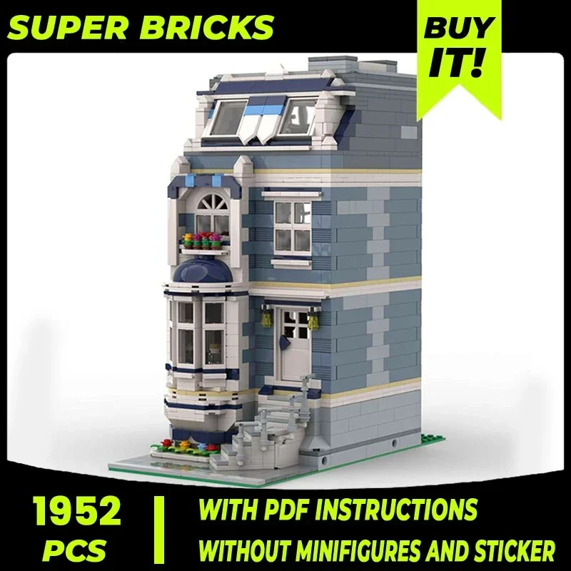 Moc Building Bricks Street View Model Three-story Townhouse Technology Modular Blocks Gifts Christmas Toys DIY Sets Assembly