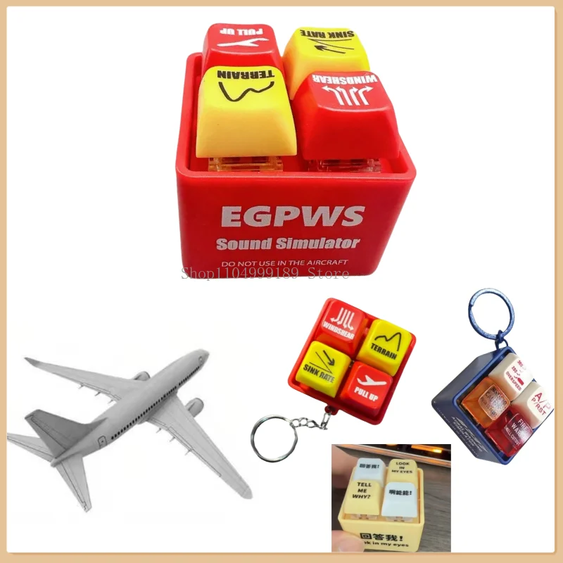 

B737 Airplane Emergency Alert Keychains Pilots Carry Key Pendant refresher With Flashing Lights Sound Simulation Button