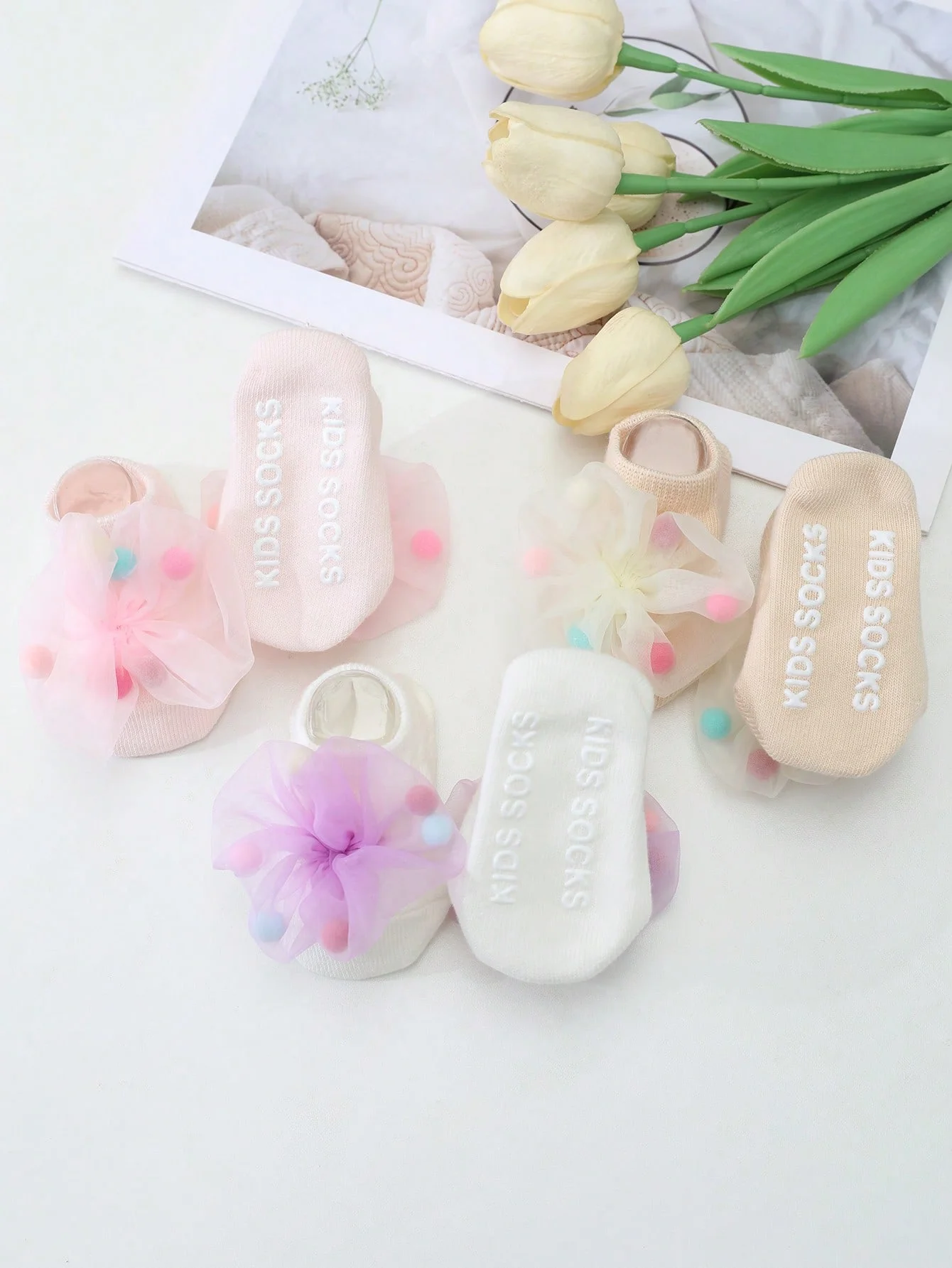 3 Pairs of Baby Girls' Cotton Material Ankle Socks, Soft and Non-Slip Indoor Floor Socks Are Suitable for Babies Learning to Walk