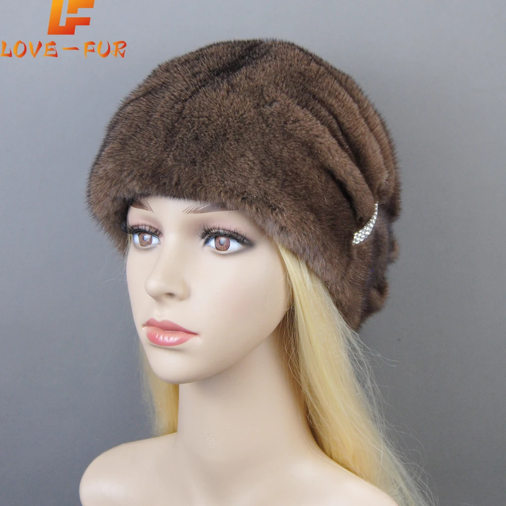 

2024 Fashion Hot Whole Genuine Mink Fur Hats Female Winter With Mink Fur Pompons Elegant Luxury High Quality Ladies Beanie Hat