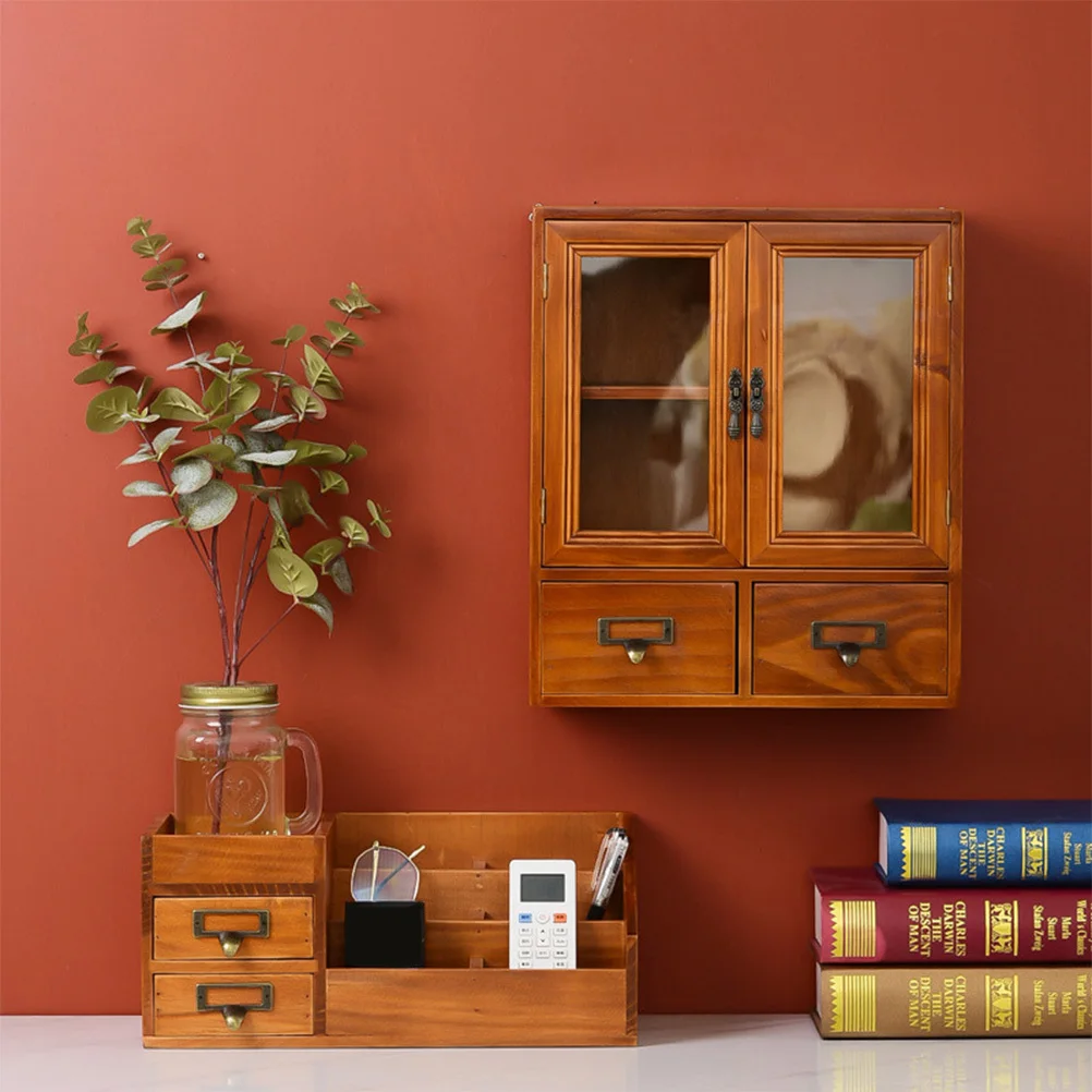 منظم سطح المكتب الخشبي حاوية تخزين ستة مقصورات أدوات ماكياج المجوهرات مكتب ديكور المنزل هدية عملية