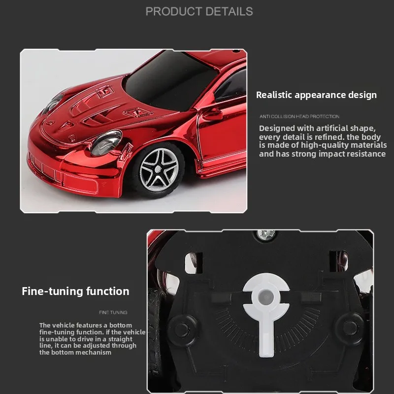 선물용 RC 레이싱 미니카 시뮬레이션 RC 자동차 1/43 스케일 RTR 2.4GHz 전동 모델 LED 라이트 라디오 RC 장난감 소년용