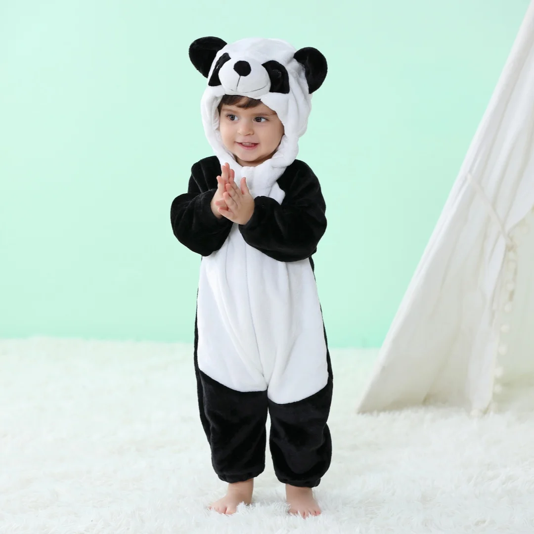 Baby Unisex Romper Newborn Panda Animal Cartoon Onesie Pajamas Anime Cosplay Costumes for Kids Boys Girls Christmas Halloween