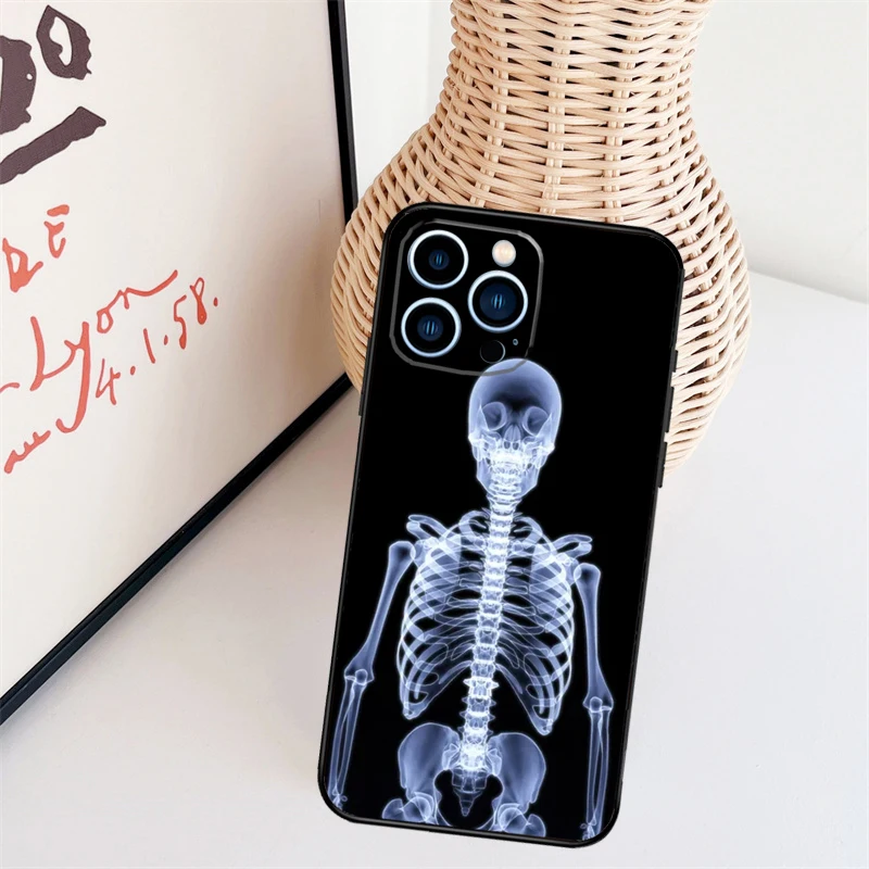 Radiological Human Organs Skeleton Cover Case For iPhone 14 Pro 11 16 15 Pro Max 12 13 Mini Plus XS X XR Funda