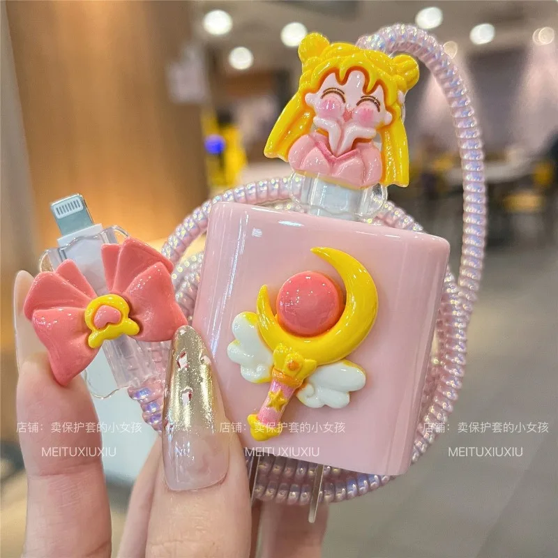 Neue Sailor Moon Cartoon Handy Datenkabel Ladegerät Schutzhülle Anti-Tangling Seil Anti-Break Soft Shell Dekoration