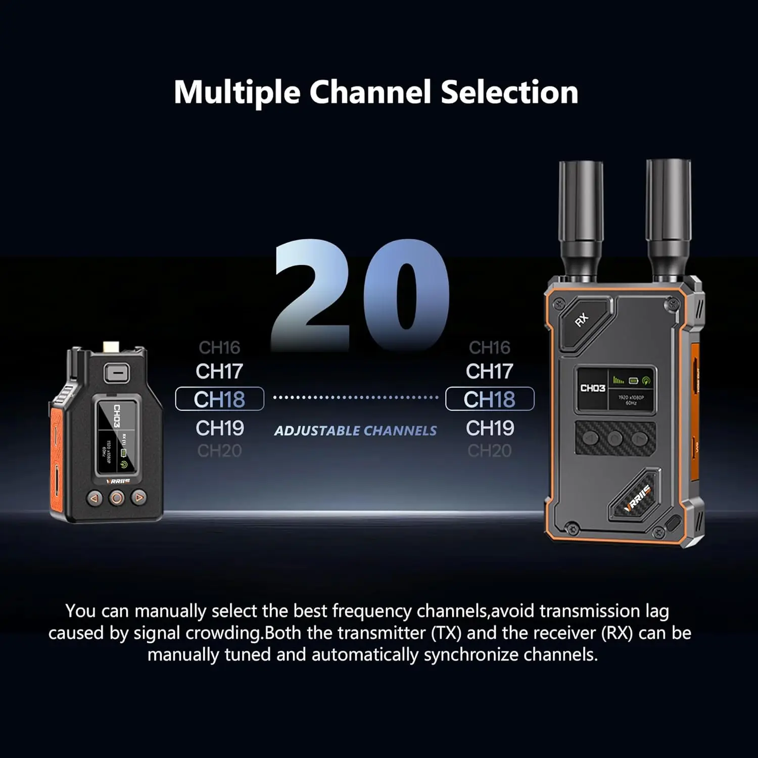 Vrriis WL087PRO Wireless Video Transmission Kit, Reverse Charging Supports Osmo Pocket 3 Continuous Power Supply