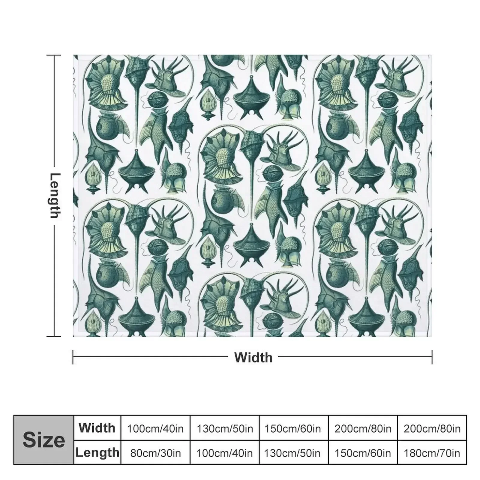 Ernst Haeckel Peridinea Plankton Teal Throw Blanket Large Fashion Sofas christmas gifts Blankets