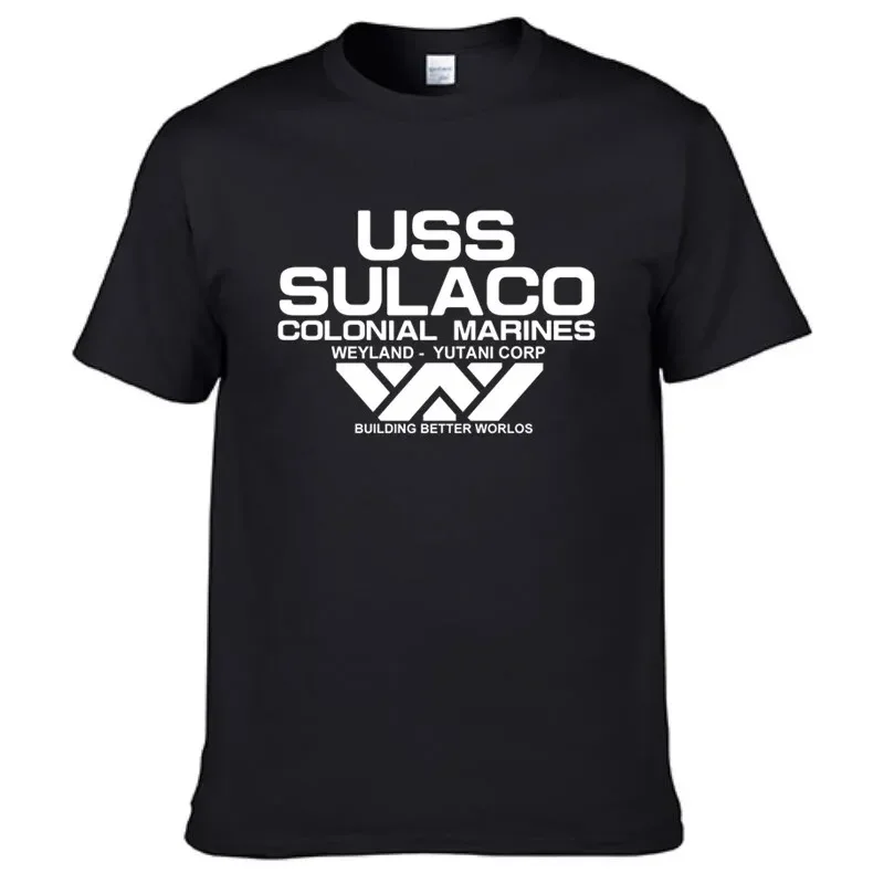 Fashion USCSS Nostromo T-Shirts Alien USS Sulaco Colonial Marines Aliens Off World Short Sleeve Tshirt Men O Neck Tee Shirt