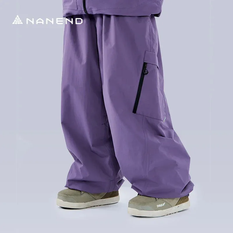 

NANEND Snowboard Ski Pants Women's 3L Full-pressure Glue Loose Waterproof Professional Thickened
