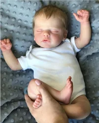 46CM Finished Reborn Baby Doll Sam Lifelike 3D Skin Visible Veins Handmade Hair Newborn For Girl Gift With Doll Accessories