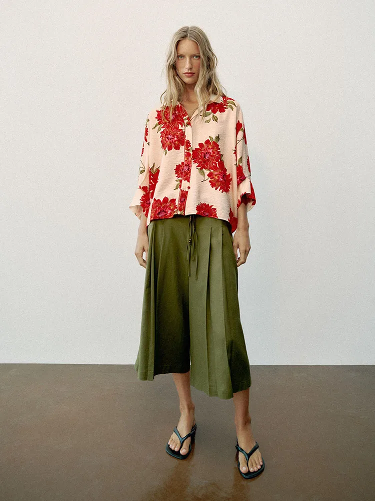 New 2026 Autumn Women's Loose Long Sleeve Floral Print Shirt Collared Top Fashionable Traditional Chinese Style Blouse