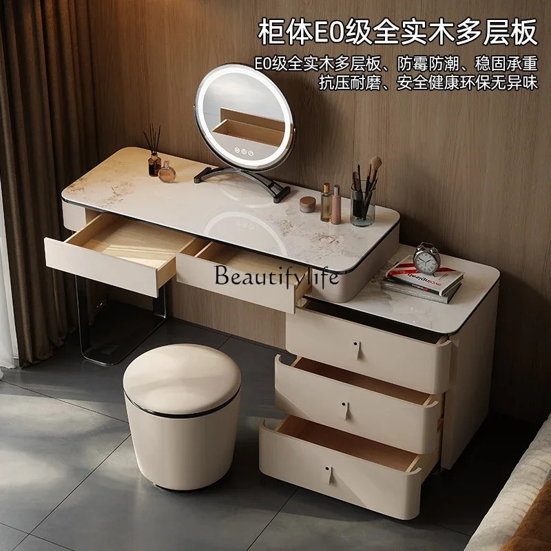 

yj32 Italian minimalist bedside table dresser integrated light luxury high-end furniture solid wood dressing table