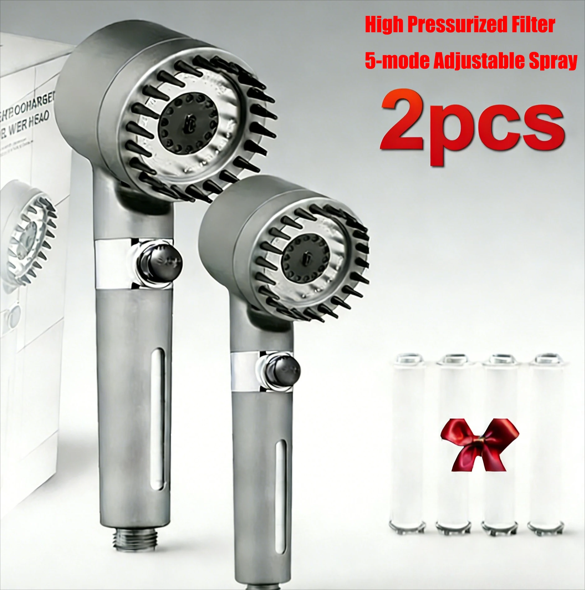 

2026 1/2 шт. Ручная многофункциональная душевая лейка высокого давления с фильтром для жесткой воды, взрывозащищенная, с водопроводными трубами