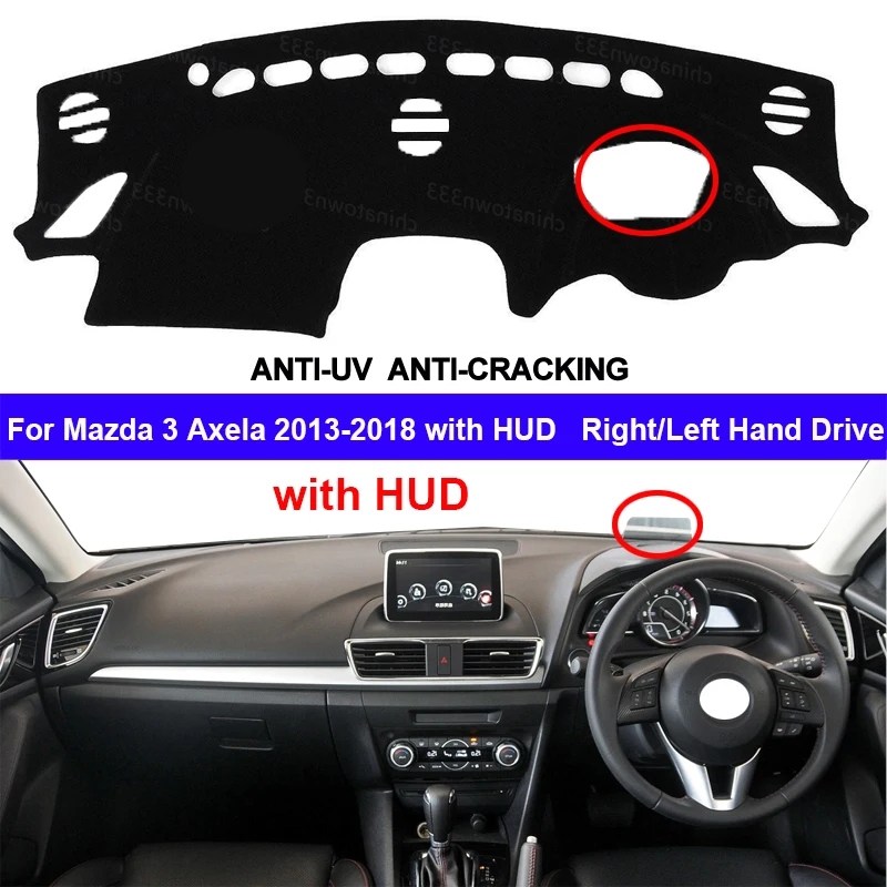 Car Dashboard Cover Dash Mat Carpet Cape for Mazda 3 Axela BM BN 2013 - 2018 with HUD Anti-sun Shade Auto Inner Protector Rug