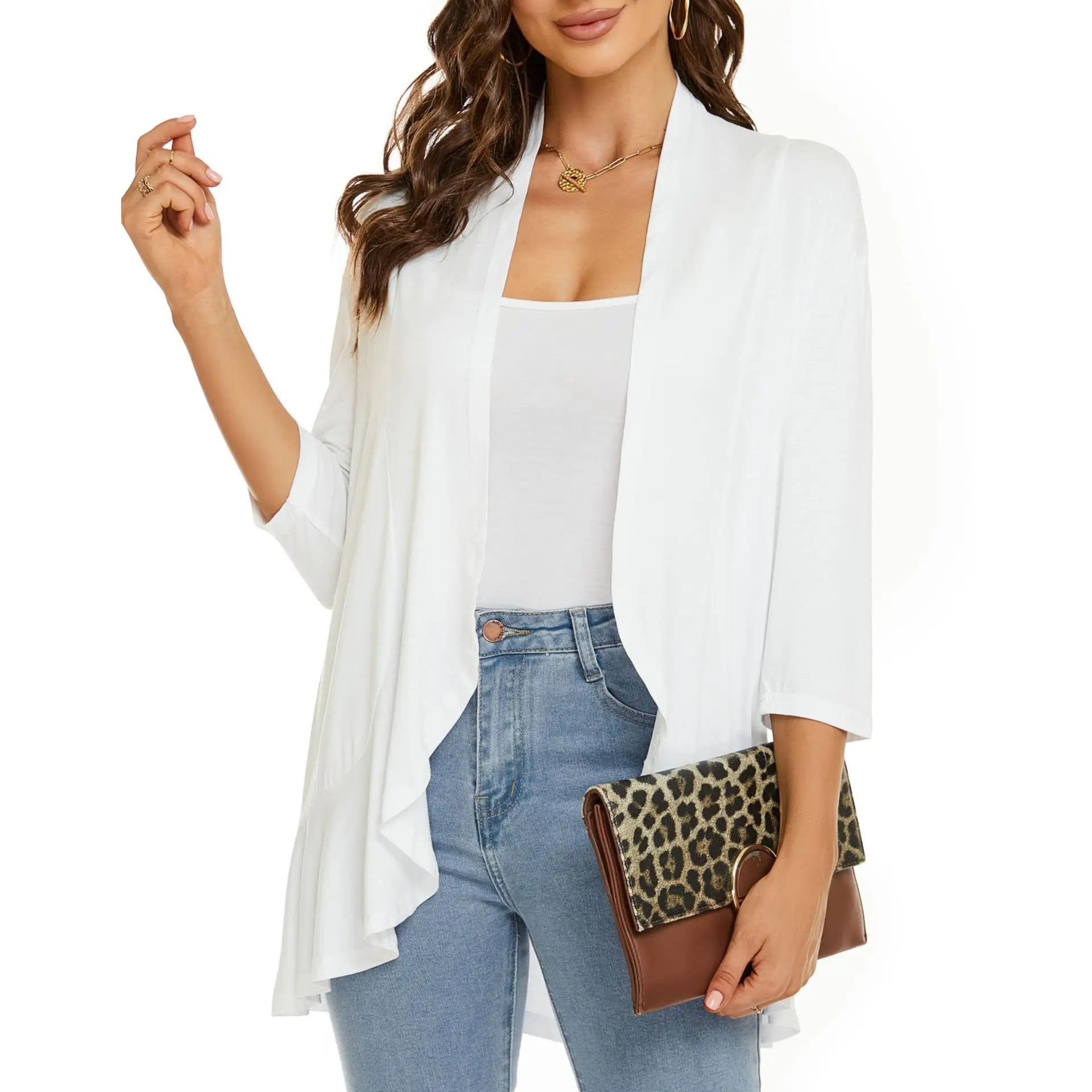 سترة Jaet مفتوحة اللون نقي مع حواف من الدانتيل Svel للسيدات للخريف وصلت حديثًا محطة مستقلة عبر الحدود #5