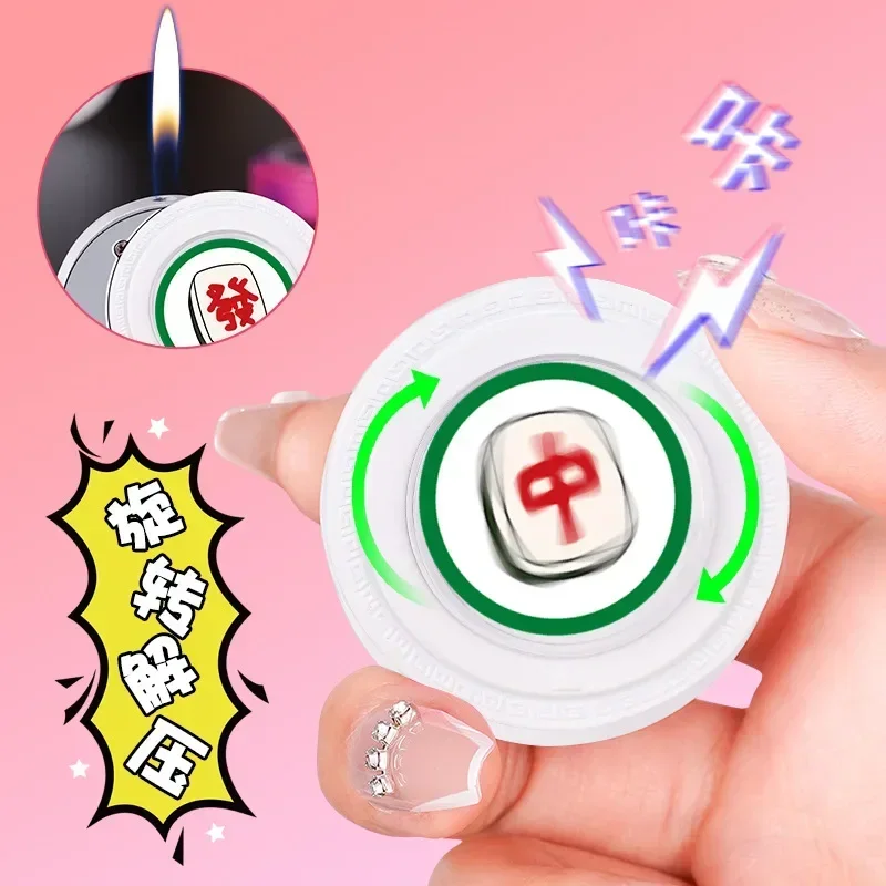 

Metal Circular Poker Lighter with Windproof Side Slip Ignition Inflatable Butane Gas Outdoor Portable Lighter Smoking Gift