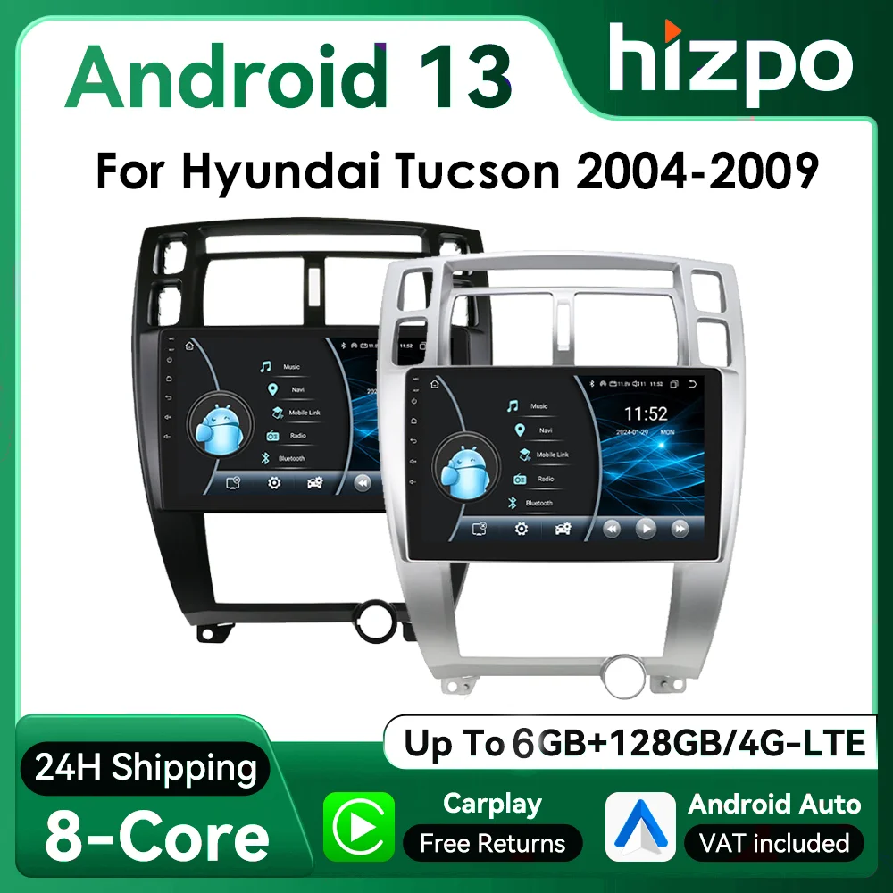 10.1 " Hizpo 2Din Android13 Autoradio per Hyundai Tucson 2004 - 2009 Navigazione GPS RDS DSP 4G CarPlay UI8581 Sistema Intelligente
