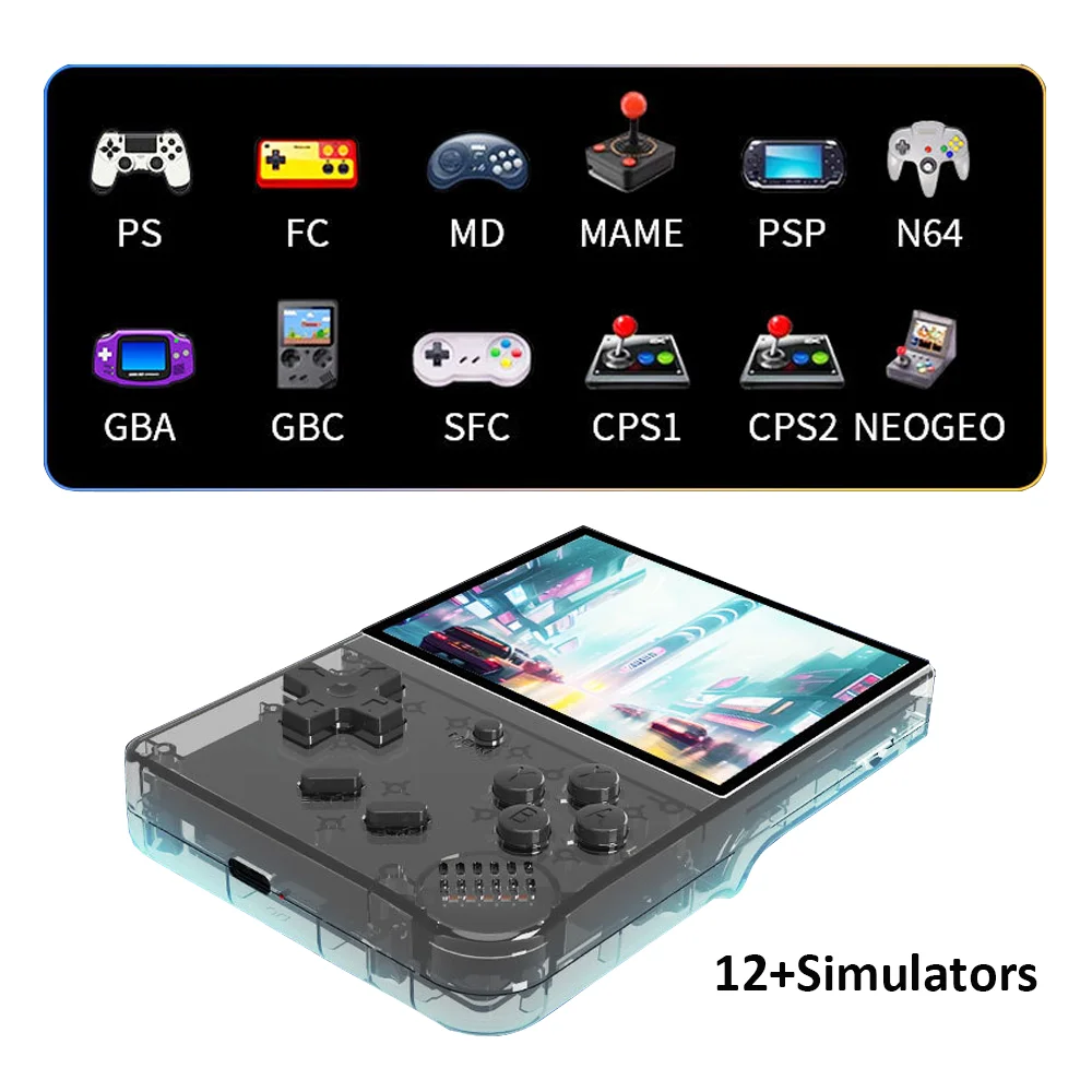 وحدة تحكم ألعاب Reebolnic R350S بشاشة 3.5 بوصة IPS 12 + أجهزة محاكاة 15,000 + وحدة تحكم ألعاب محمولة ريترو 2000 مللي أمبير في الساعة PS N64 هدايا للأولاد #4