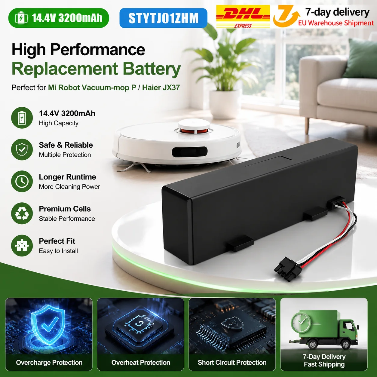 Batterie de remplacement INR18650 pour aspirateur robot Xiaomi et Mijia 14.8V 4S1P
