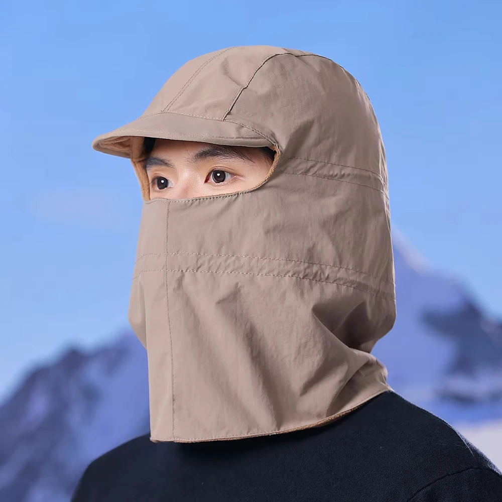 Winterfietshoeden Warme hoes Uit één geïntegreerde hoodie Gezichtsmasker Caps Verstelbare waterdichte winddichte hoed Gelaatsscherm Nekbeschermer