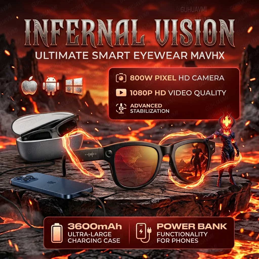 

AI Smart Glasses Built-in 1080P Camera Video Recording Bluetooth 5.3 Earphones Real-time Translation Polarized Sunglasses 32GB