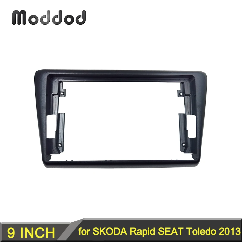 Cocok untuk SKODA RAPID 2013 Stereo 9 inci pemutar GPS DVD pasang Panel Surround Trim pelat wajah Kit dudukan dasbor bingkai faceplate