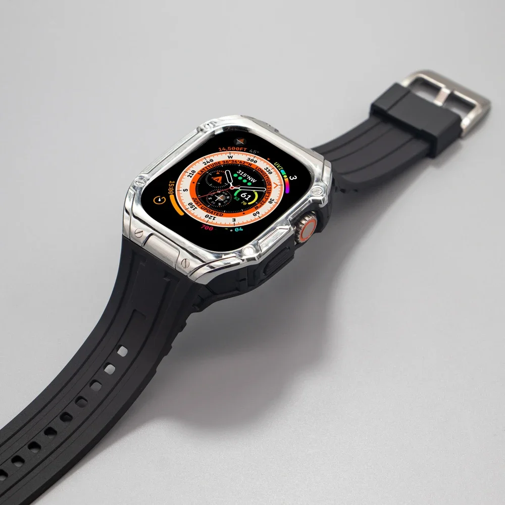 حافظة + حزام تعديل عدة لساعة أبل الترا 49 ملم من مادة البولي يوريثان الحراري المصد الواقي iWatch Series Ultra 49 ملم حزام الساعات المتكامل