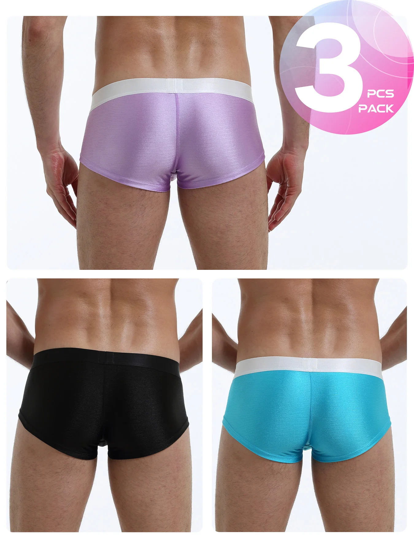 Ropa interior Sexy para hombre, calzoncillos tipo bóxer, bragas originales de seda helada, calzoncillos transpirables, ultrafinos, transparentes, divertidos, con descuento Gay, 3 uds.