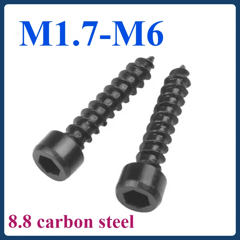 

8.8 Grade Black Carbon Steel Hex Socket Cap Head Self-Tapping Screws - M1.7 M2 M2.3 M2.6 M3 M3.5 M4 M5 M6 Allen Head