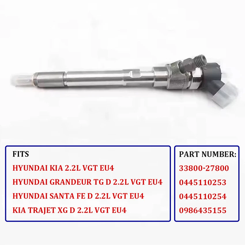 

0445110253 0445110254 Новый инжектор дизельного топлива в сборе для двигателя Hyundai Santa Fe KIA VGT EU4 2,2 л 33800-27800 0986435155