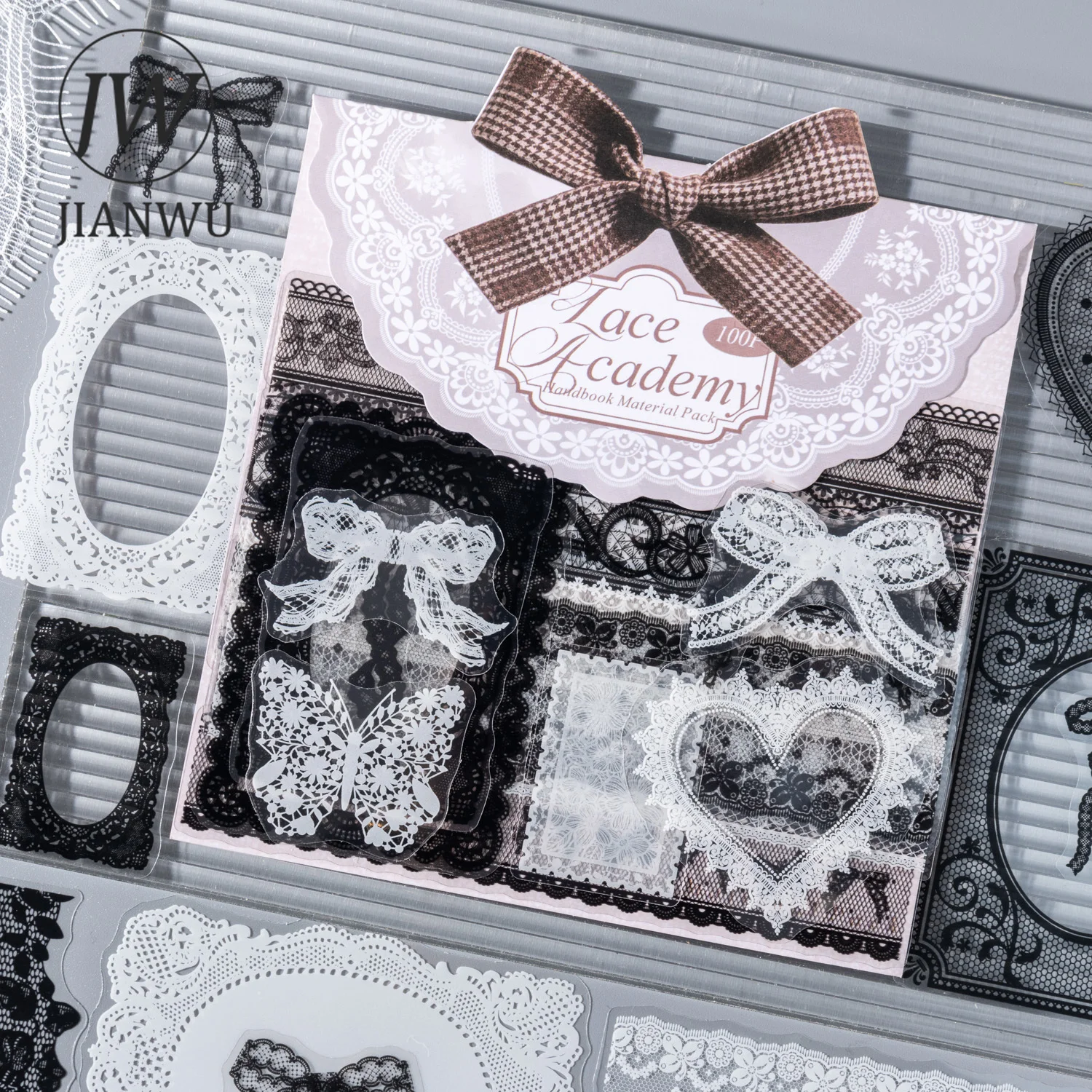 

Наклейки JIANWU Lace Academy Series: винтажные кружевные бордюры, банты, пейзажи, коллаж из материалов, ПЭТ-стикеры для творчества, DIY, для дневников и канцелярских товаров