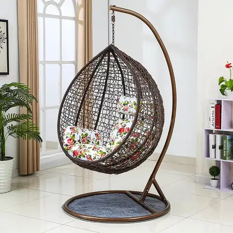 Wholesale Low Price Garden Patio Hanging Chair Wicker Rattan Woven Hanging Swing Chair Outdoors Egg Chair Customized