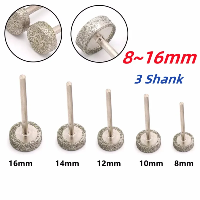 3mm Shank Cylinder Rotary Burr Drill Bit 8/10/12/14/16mm Grinding Head For Jade Glass Carving Engraving Abrasive Tools