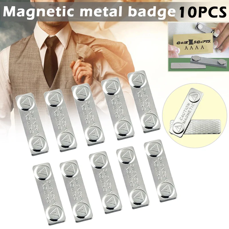 10/20/50PCS Strong Magnetic Name Tag Badge Metal Fastener ID Cards Durable Attachment Holder Decoration Badge Metal Fastener Kit