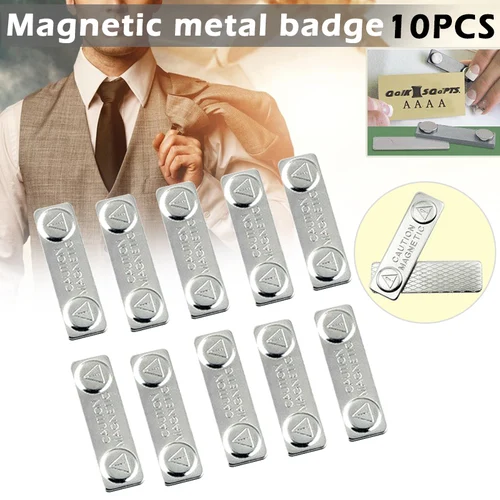 10/20/50 Uds. Etiqueta de nombre magnética fuerte insignia cierre de Metal tarjetas de identificación soporte de fijación duradero decoración insignia Kit de sujeción de Metal