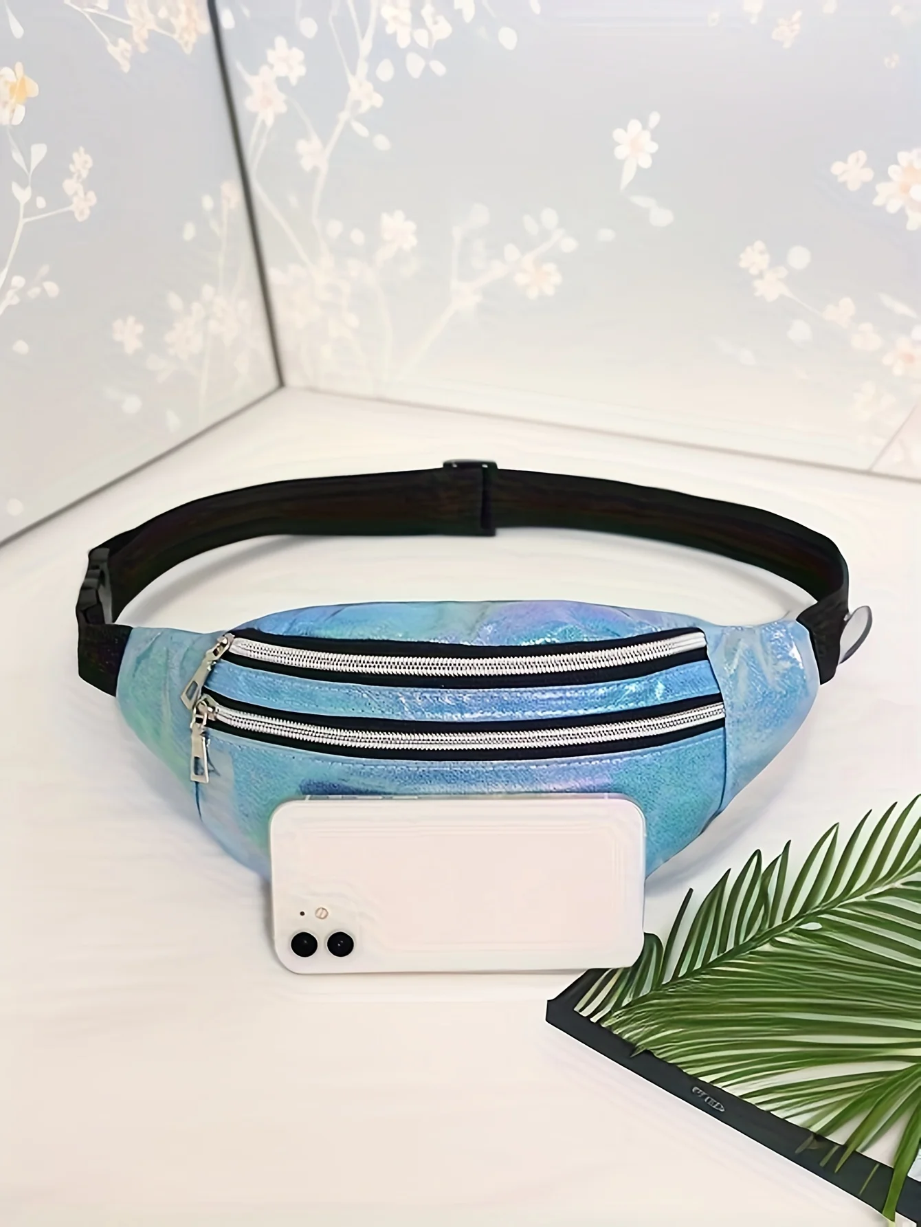 Laser Holografia Crossbody Fanny Pack, Cintura Bag, Belt Bag, Viagem, Caminhada, Corrida, Caminhadas, Ciclismo, Esporte, Treino, Gradiente Cor