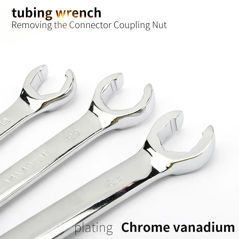 1pc Oil Pipe Flare Nut Wrench Open Ring Double Head Spanner 8-10-12mm High Torque Mirror Hand Tool Brake Wrench for Car Repair