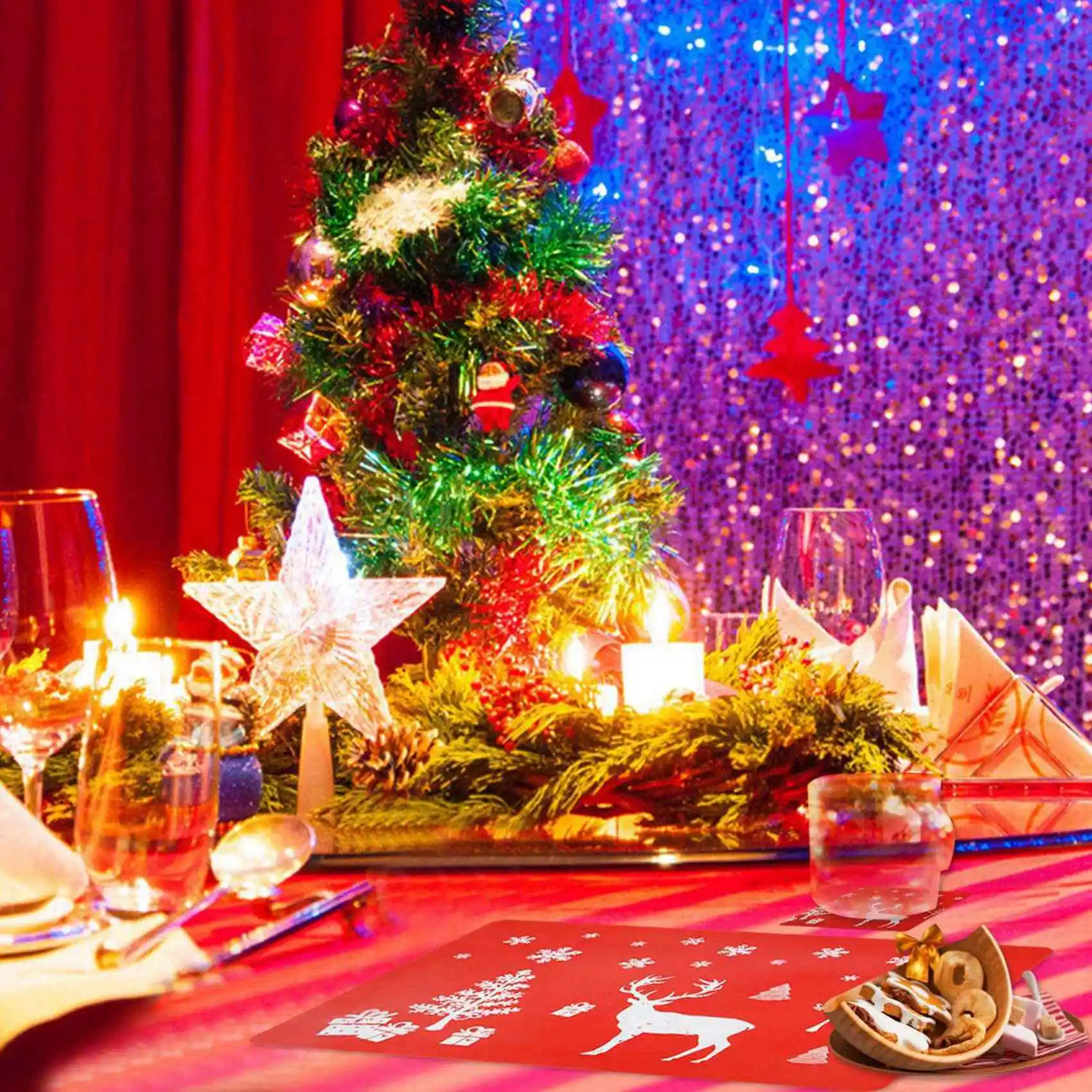 Velif-Christmas Placemat Washable Table Place Mat Sets Of 12 Placemat & 12 Cup …