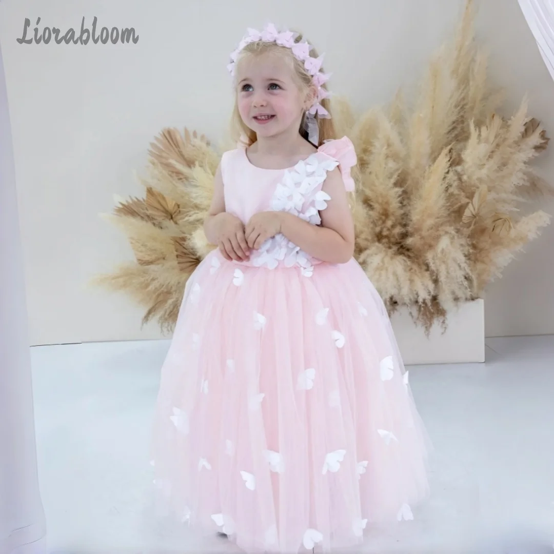 

Customized Flower Girl Dress Princess Dress With 3D Butterfly Embellishments Wedding Party Attire свадебное платье