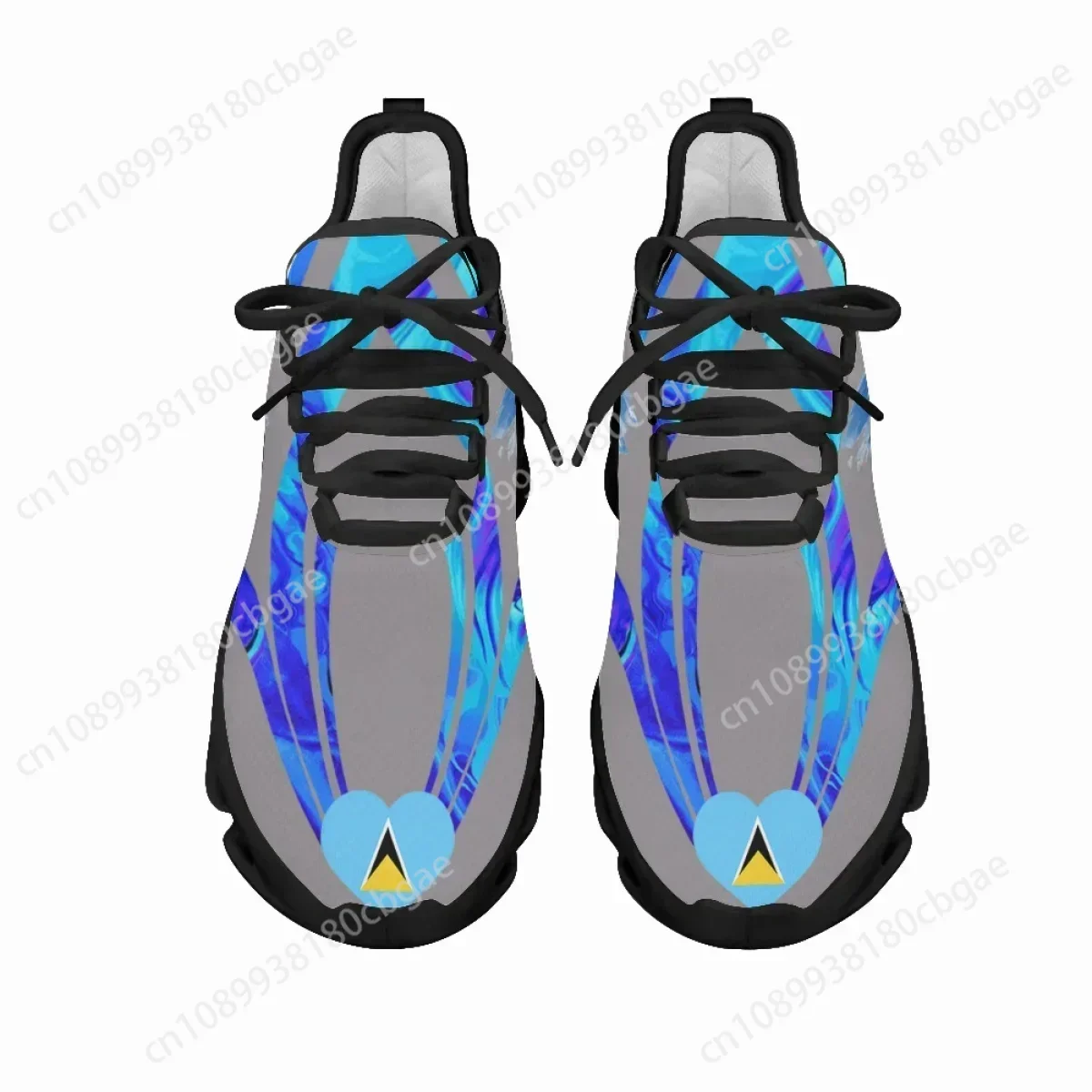 

Hot Saint Lucia Printing Women Lace Up Flat Shoes Summer Mesh Breathable Custom National Sneaker Shoes for Girls Light Flats