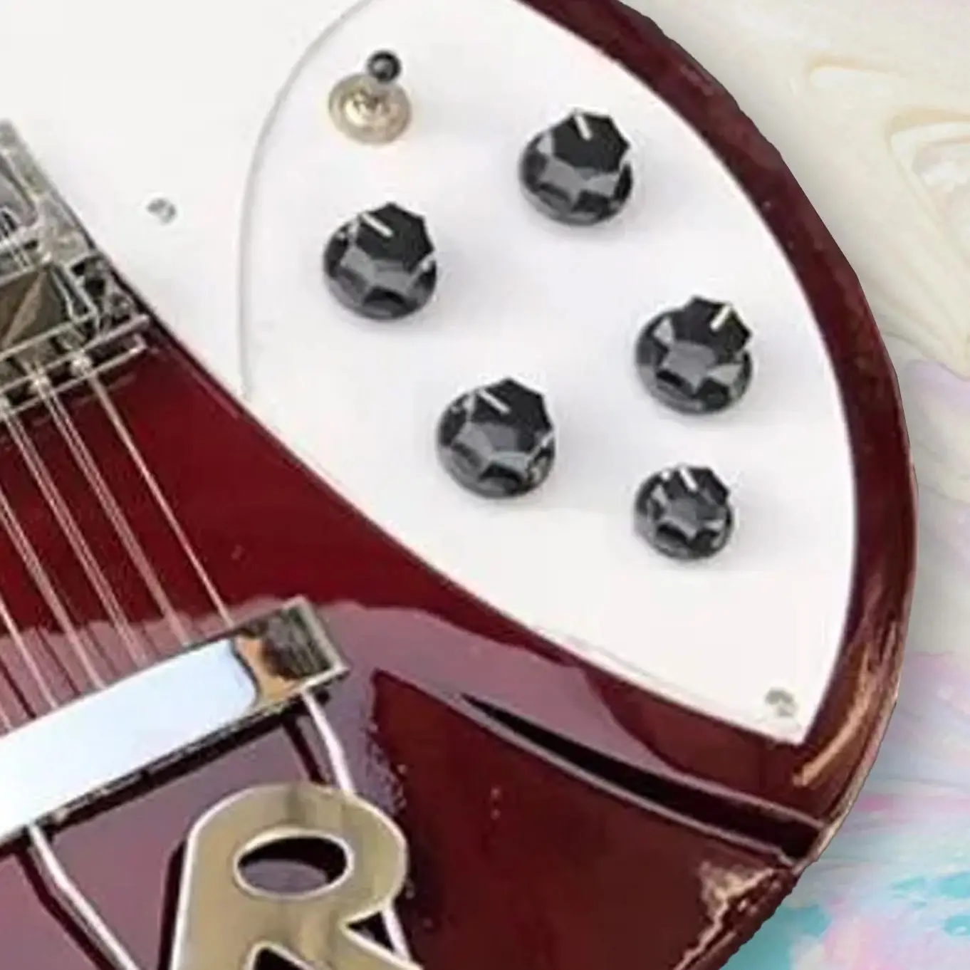 Customized Ric 330 12-String Semi-Hollow Electric Guitar with Dot Inlays, Wine Red and 2 Pickups